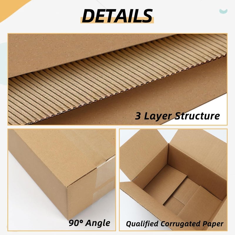 ZBEIVAN Shipping Boxes Mailers 6x6x6 inches Corrugated Cardboard Small Packing Kraft Moving Mailing Box, Pack of 6 - Image 3